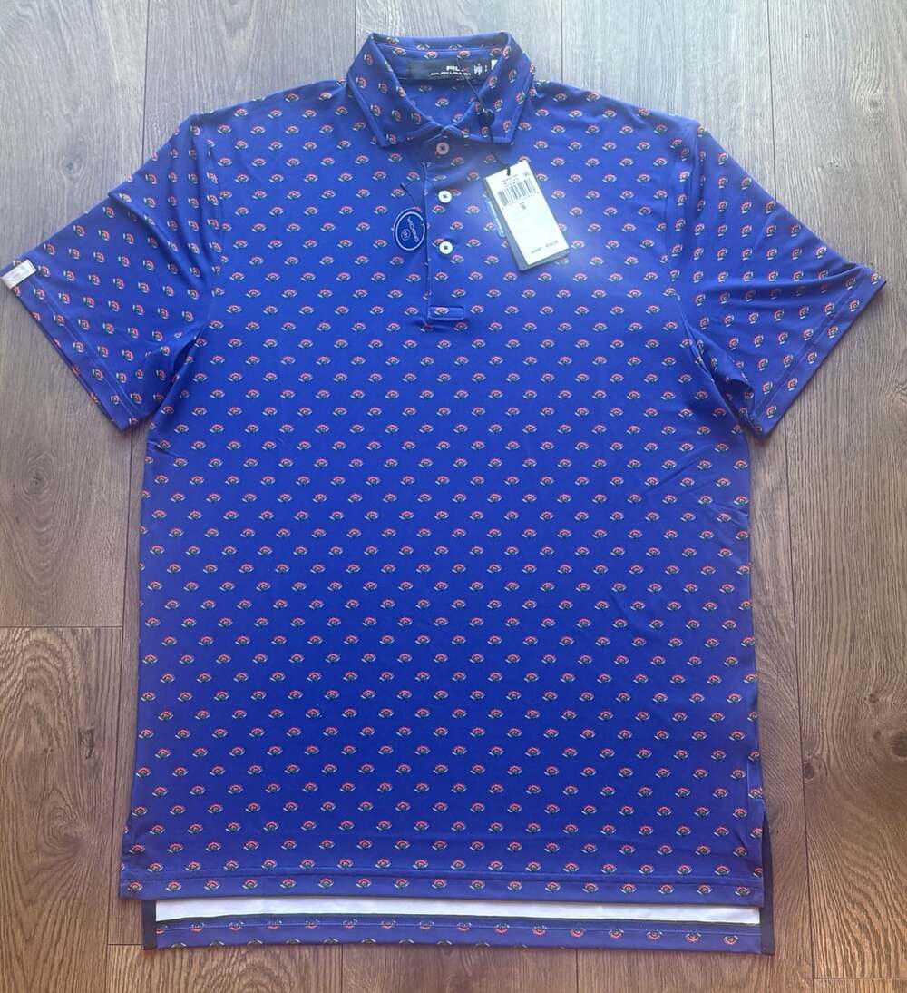 RLX Ralph Lauren Royal Blue Floral Print Performance Golf Polo Shirt S
